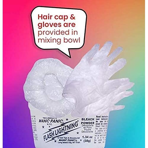 MANIC PANIC Blue Lightning Hair Bleach Kit - 30 Volume Developer + Bleach Powder Hair Lightener Lifts up to Five Levels And Eliminates Orange Tones - Vegan And Cruelty Free