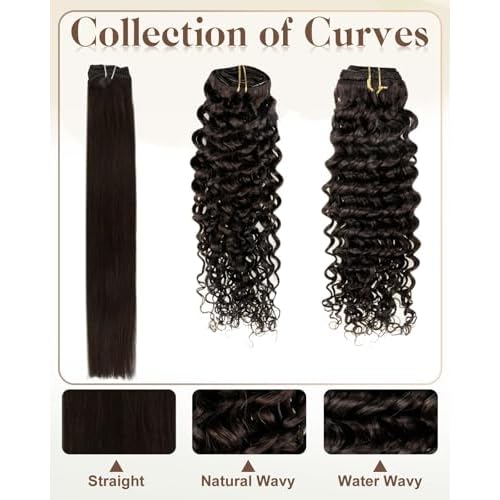 Hetto Curly Hair Extensions Brown Curly Clip in Hair Extensions Human Hair Natural Wavy #2 Darkest Brown Curly Clip Hair for Women 7Pcs 135g 22 Inch