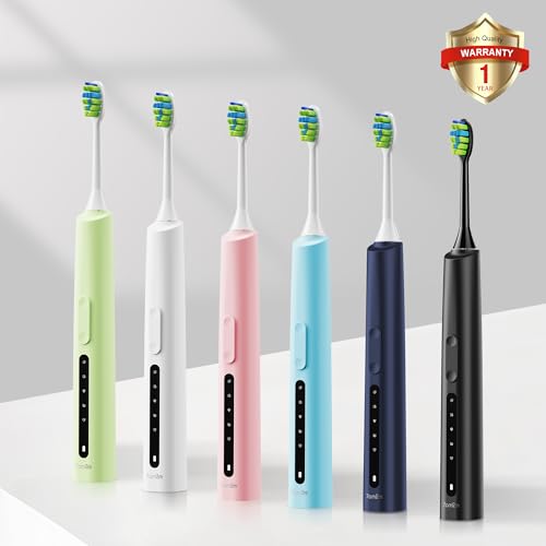 7AM2M Sonic Electric Toothbrush for Adults and Kids, 40000VPM Power Toothbrushes, Fast Rechargeable with 4 Brush Heads, 5 Modes, 2 Minutes Built in Smart Timer, One Charge for 60 Days (Green)