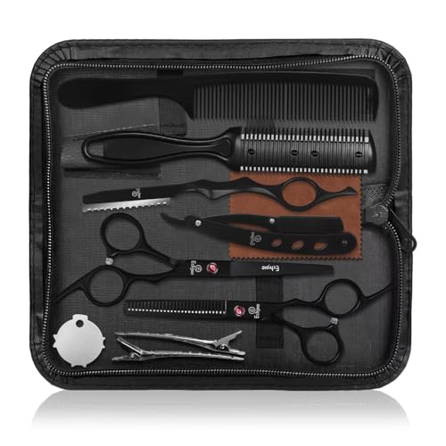6.5 inch Hair Cutting Scissors Set with Razor, Professional Barber Hairdressing Texturizing Salon Haircut Scissor Japanese Stainless Steel