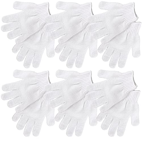 ForPro Professional Collection Premium Exfoliating Gloves for Cosmetic Application and Product Removal, One Size Fits Most, White, 6 Pairs