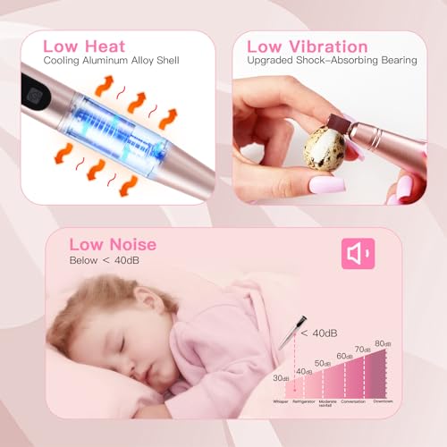Cordless Nail Drill Set, Electric Nail Files and Buffers Drill Nails for Natural or Acrylic Gel Nails - Rechargeable Nail File Nail Drill Machine Manicure Nail Dremel Kit (Gold)