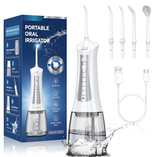 300mL Cordless Water Flosser with 5 Modes & 4 Tips | 30-Day Battery, IPX7 Waterproof | for Travel, Braces, and Deep Cleaning | Professional Smile, Anywhere