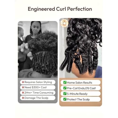 UNICE Curly Human Hair Wig with Finger Coil Ends Bye Bye Knots 7x5 Lace Glueless Wigs Human Hair Pre Plucked Pre Cut Bleached Knots Natural Hairline 150% Density 18 inch