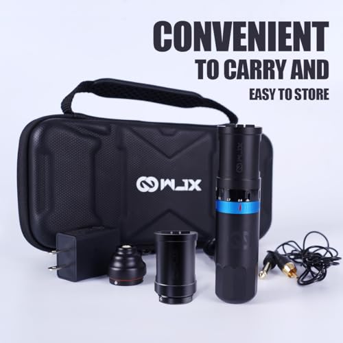 Wjx W3 Tattoo Kit Complete Tattoo Machine Kit Tattoo Gun Pen Fast Charging 2 Batteries Rotary Powerful Motor with 20pcs Mixed Size Cartridge Needles Suitable for Beginners and Artists