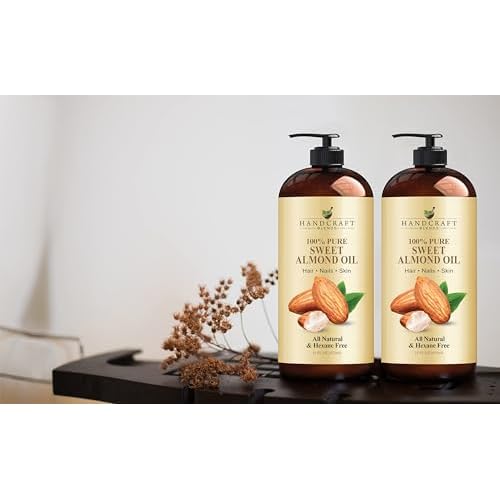 Handcraft Blends Sweet Almond Oil - 16 Fl Oz - 100% Pure and Natural - Premium Grade Carrier Oil for Skin and Hair - Hair and Body - Massage - Hexane-Free