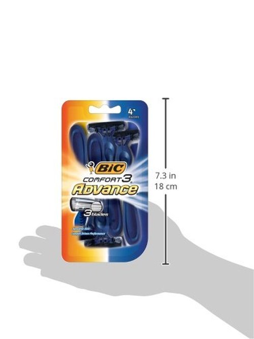 BIC Comfort 3 Advance Disposable Razors for Men, For an Ultra-Soothing and Close Shave, 4 Piece Razor Set
