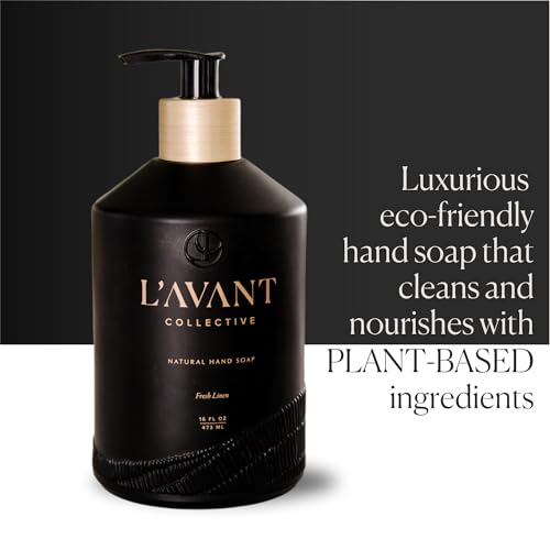 L'AVANT Collective High Performing Hand Soap | Luxurious Ingredients for Soft & Smooth Hands | Fresh Linen | Reusable Glass Bottle 16 Fl Oz