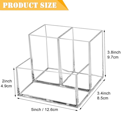 Clear Acrylic Makeup Brush Organizer,Multi-Purpose Cosmetic Brushes Storage Holder with 3 Slots,Pencil Pen Holder for Desk,Desk Organizer and Accessories for Vanity