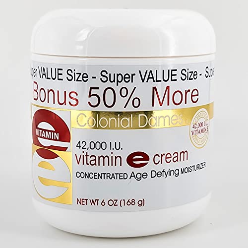 Colonial Dames Concentrated Vitamin E Moisturizing Cream 42,000 I.U. for Hydrating & Moisturizing Chapped Dry Skin & Fine Lines (Pack of Two).