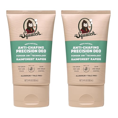 Dr. Squatch Precision Deo Dry Lotion - No Mess Body Powder Lotion for Men - Made With Natural Ingredients - 2 Pack Rainforest Rapids