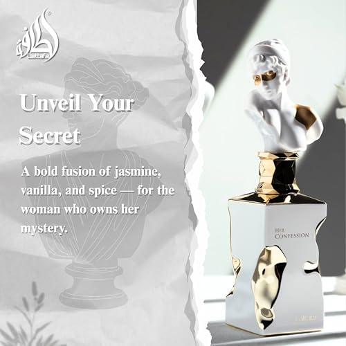 Lattafa Her Confession - Vanilla, Floral, Amber, Musk - Eau de Parfum Long-Lasting Fragrance for Women, 3.40 Ounce / 100 ml