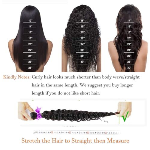 Water Wave Human Hair Bundles Brazilian Remy Water Wave Human Hair Bundles 10A Curly Human Hair 3 Bundles Unprocessed Human Hair Extension Double Weft Natural Color for Black Women 20 22 24inch