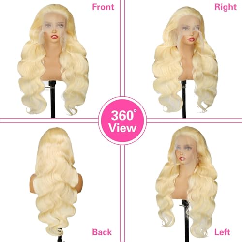 613 HD Lace Frontal Wig 32 Inch Full & Thick 13x6 Body Wave HD Lace 613 Blonde Wig 200 Density Human Hair Glueless Pre Plucked 613 Colored Human Hair Wigs With Baby Hair for Women