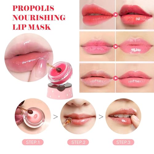 9 PCS Bee Lip Balm Honey Pot,Honey Lip Balm Lip Mask,Propolis Moisturizing Lip Sleeping Mask Reduces Lip Lines,Hydrating Prevention Dry and Cracked Lip Scrubs Exfoliator