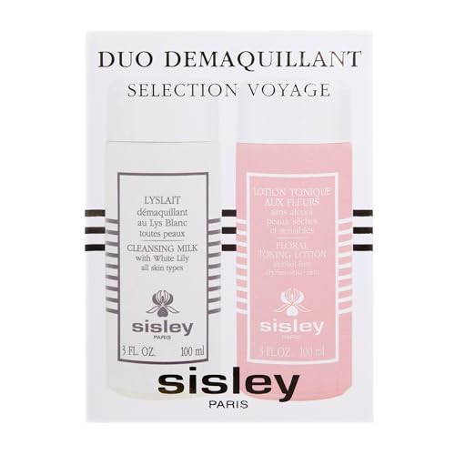 Sisley Paris Cleansing Duo Travel Selection - Includes Lyslait (100 mL) & Floral Toning Lotion (100 mL) - Removes Makeup, Cleanses & Tones for Clean, Fresh Skin