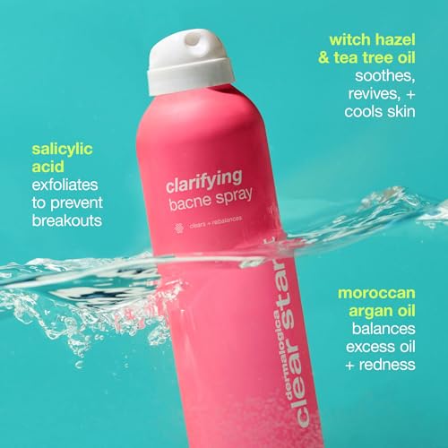 Dermalogica Clear Start Clarifying Bacne Spray, Back Acne Treatment Spray for Body Breakout - Pore Clearing, Preventing Pimple with Salicylic Acid, Witch Hazel, Tea Tree Oil, All Skin Type, 6 fl oz
