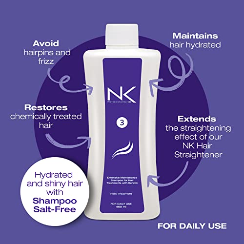 NK Professional Care. Complete Hair Straightening Treatment Kit Steps 1,2,3,4. Hair Surgery with keratin, post-treatment shampoo and Moisturizing Hair Masks with Hyaluronic Acid and Collagen.