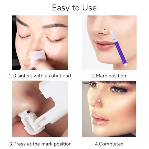 TOKRING Nose Piercing Kit - 2 Packs Self Piercing Gun with Studs & Rings, Disposable Safety Nose Piercing Gun Kit