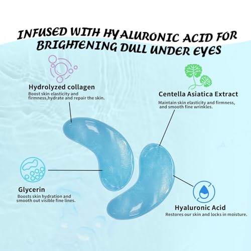 Under Eye Patches (50 Pairs), Hyaluronic Acid Eye Masks for Dark Circles Puffy Eyes Undereye Bags, Collagen Eye Patches for Wrinkles and Hydrate, Skin Care Gift for Her