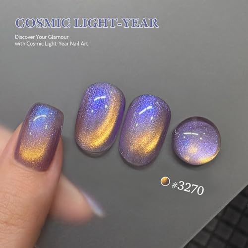 GAOY Glitter Cat Eye Gel Polish Kit with Magnet, 6 Colors Colorful Holographic Nail Polish Set, UV Cure Gel for DIY Manicure at Home