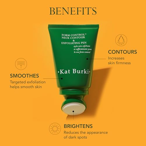 KAT BURKI Form Control Neck Contour & Exfoliating Pen, Exfoliating Serum with 5% Stabilized Vitamin C, Pumpkin & Papaya Enzymes, Marine Collagen & Irish Sea Moss, 3.4 Fl Oz