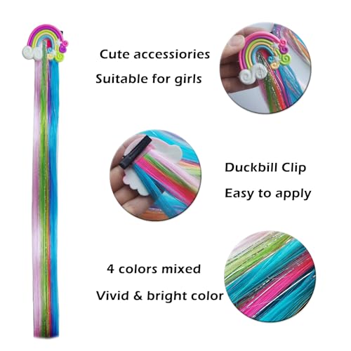 6-Pack 16-Inch Glitter Tinsel Hair Extensions ?Silver Clip-In Strands ? Sparkly Hair Accessories for Girls & Women ? Easy to Wear for Parties, Festivals & Daily Fun