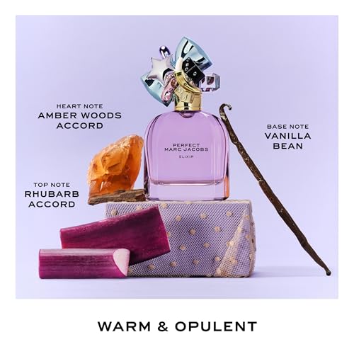 Marc Jacobs Perfect Elixir Eau de Parfum ? Ambery Floral Women's Perfume ? With Notes of Purple Rhubarb, Golden Amber Woods & Vanilla Bean Extract - Vegan Fragrance
