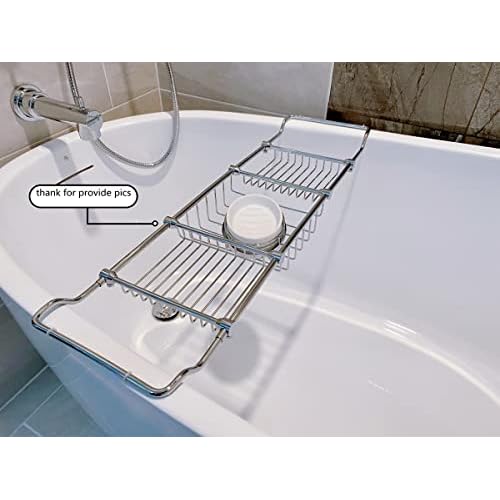 Brass Over Bathtub Racks Expandable Bath Caddy for The Elegant Tub Chrome Polished