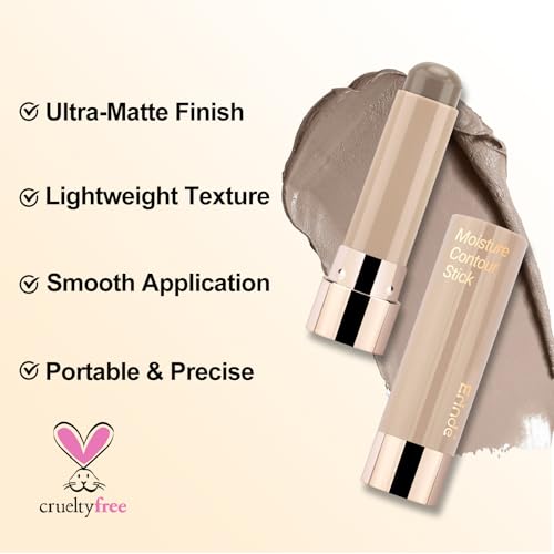 Erinde Cool Toned Contour Stick for Fair Skin, Large Capacity Grey Brown Cream Contour Makeup Stick, Smooth Blendable Matte Bronzer, Waterproof & Long Lasting Face Shaping Nose Contouring Sticks