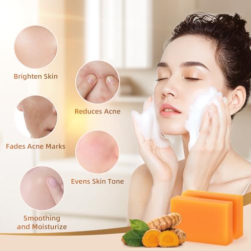 Kojic Acid Turmeric Soap Bar - Dark Spot Remover for Face Even Skin Tone, Moisturizing & Nourishing Natural Ingredients 2Packs