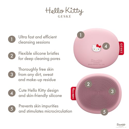 GESKE x Hello Kitty SmartAppGuided Facial Cleansing Brush | 3 in 1 | Gentle Cleansing