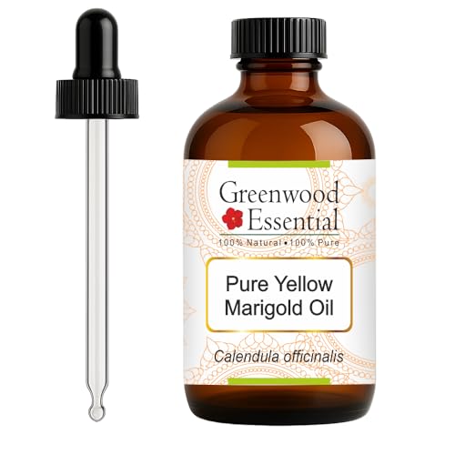 Greenwood Essential Pure Yellow Marigold Oil (Calendula officinalis) with Glass Dropper 120ml (4 oz)