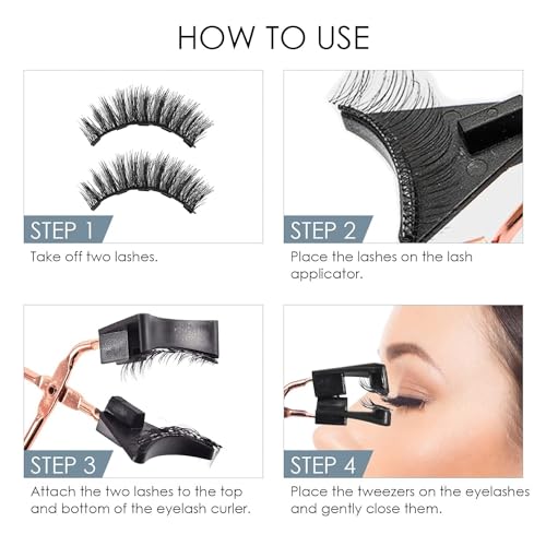 Magnetic Eyelashes, Dual Magnetic False Eyelashes without Eyeliner, Reusable Fake Eyelashes with Applicator No Glue, Natural Look
