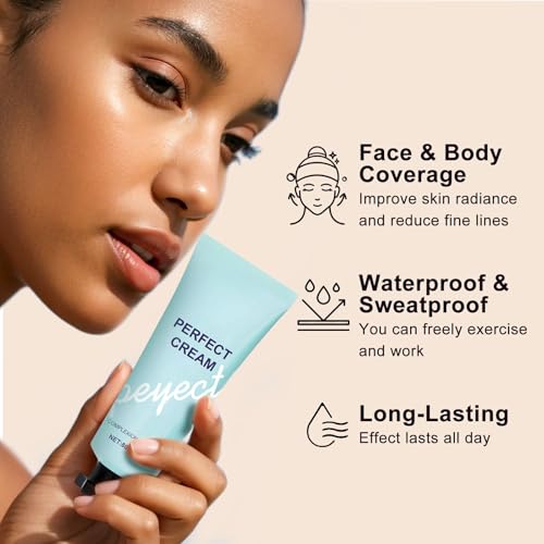 Supreme CC Waterproof Concealer Cream, Creme All-Over Complexion Perfector, Hydrating Full Coverage Concealer, Long-Lasting CC Cream Foundation, Transfer-Resistant Skin Tint