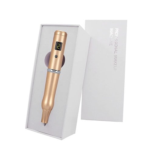 Wireless/Cordless Permanent Make-up Pen Eyebrow Digital Pen Tattoo Rotary Rechargeable Machine 10PCS Needles For Eyebrows,Eyeliners, Lips And Small-Tattoo(Golden) AP657