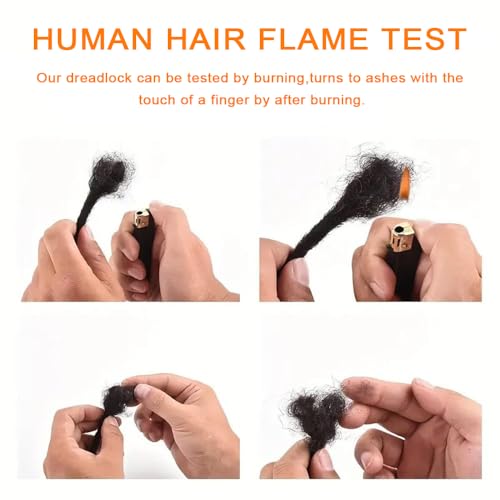 Dreadlock Extensions Human Hair 0.6cm Thickness 22 Inch 60 Strands 100% Real Human Hair for Man/Women/Kids Full Handmade Permanent Loc Extensions Bundles Can Be Dyed Bleached Curled and Twisted