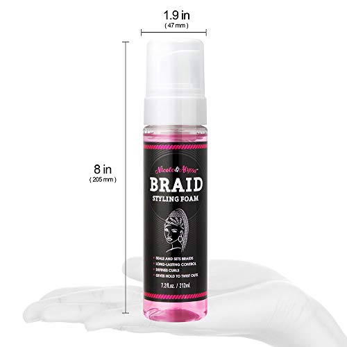 Nicole & Alyssa - Braid Styling Foam 7.2oz - Premium Braid Foam Control Mousse - Extra Hold & High Shine for Braids, Twists, Locs - Moisturizing Formula, Flake-Free - Lightweight