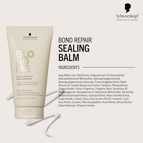 BlondMe Bond Repair Sealing Balm for Blonde Hair | Tame Split Ends & Reduce Frizz | Heat Protection | For Shiny, Smooth Blonde, Lightened, & Grey Hair, 2.5 Fl Oz