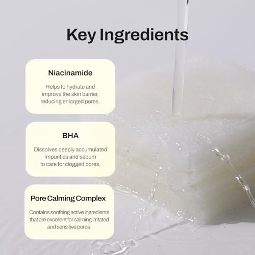 Niacin X BHA Pore Mild Clear Toner Pad - Korean Toner Pads for Face - Hydrating Face Toner for Pore Minimizer - Exfoliating Pore Care with Dual-Sided Pads - Gentle Blackhead Remover, 60 Pads