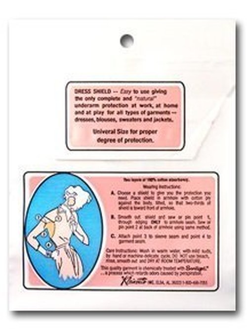 PIN-IN DRESS SHIELDS FOR REGULAR SLEEVES STYLE #560F (White)