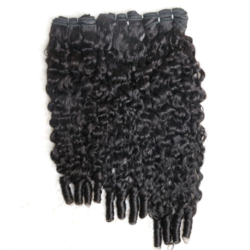 Curly Human Hair Bundles Water Wave Burmese Curly Bundles Human Hair Weave with Spiral End 3c4a Quick Weave Hair for Women 20 22 24 Inches Natural Black 3 Pcs