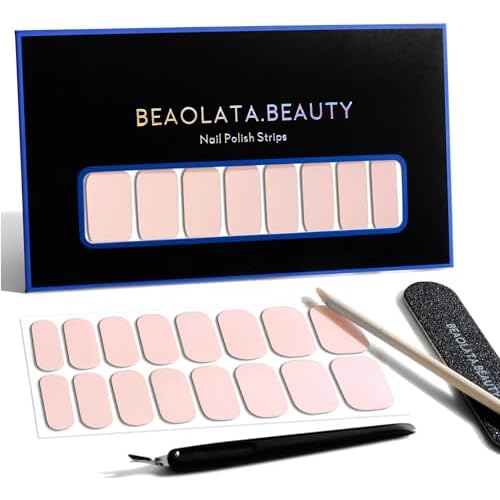 Nail Polish Strips, 32PCS Salon Quality Wraps, Long Lasting Gel Nail Stickers for Women Easy Apply& Remove (Sweet Pink)