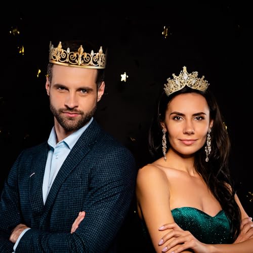 Henoyso 4 Pcs Prom King and Queen Crowns for Men Women Halloween Party King Queen Tiara Headband Homecoming Party Favor