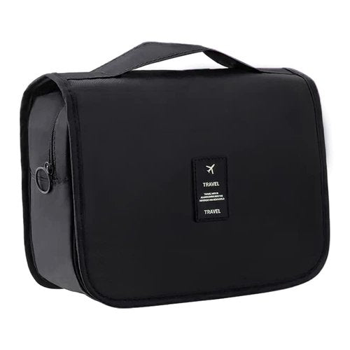 IMCUZUR Hanging Travel Toiletry Bag for Women, Water-resistant Makeup Bag Cosmetic Organizer for Traveling Accessories Toiletries (Black)