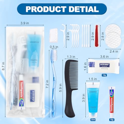 Basic Toiletry Kits, Individually Packed, Personal Hygiene Kit Bulk Homeless Care Package Supplies Travel Size Toiletry Kit for Men Women Charity Reusable Toiletry Bag (Pack of 10)
