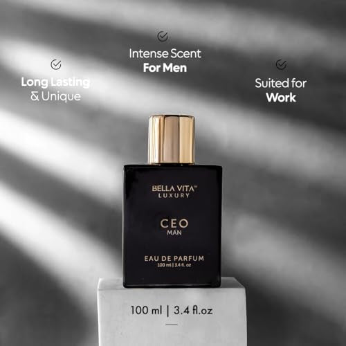BellaVita Luxury CEO Man Perfume for Men (3.38 fl.oz) | Long-Lasting Men's Perfume with Lemon, Lavender, Tonka Vetiver & Moss Fragrance for Man | CEO Parfum for Men | Vegan & Cruelty-Free Fragrance