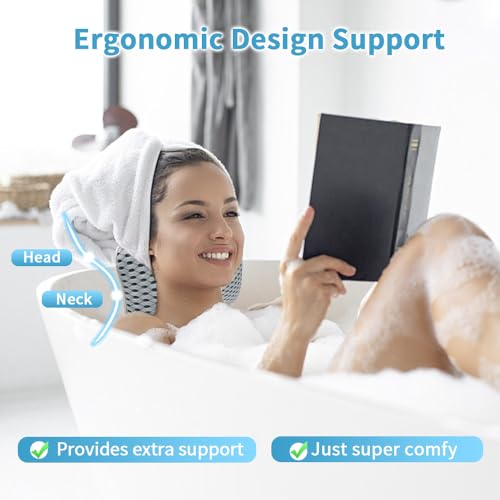 Upgraded Bath Pillows for Tub, Slip Resistant Waterproof Bath Pillows for Tub Neck and Back Support with 2 Strong Suction Cups, Relaxing Spa Essentials