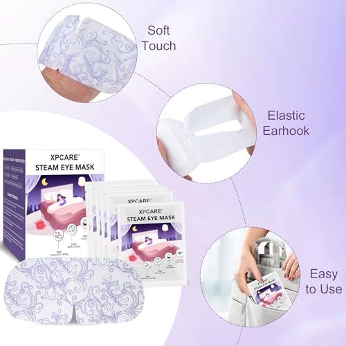 XPCARE 32 Pack Steam Eye Masks for Dry Eyes, SPA Warm Sleep Eye Mask, Disposable Heated Eye Mask for Dark Circles, Puffy Eyes, Relief Stress Eye Fatigue(Unscented)
