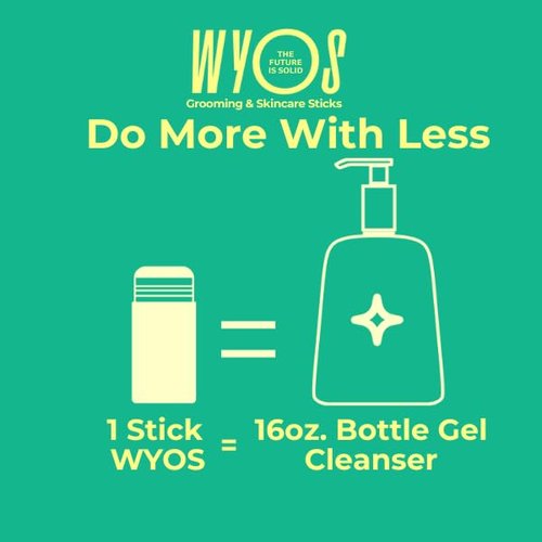 WYOS Face Cleanser Stick 3 Pack, Travel Friendly No Leaks, Vegan, Cruelty Free, Sulfate Free, Paraben Free, Safe For Sensitive Skin, Hydrating Glycerin Enriched Facial Wash